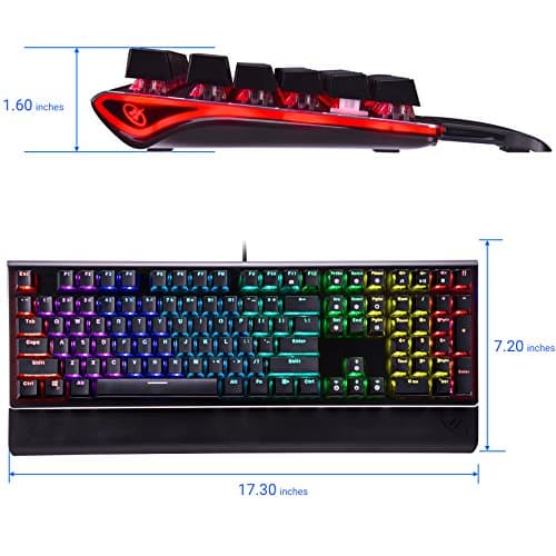 ROSEWILL Mechanical Gaming Keyboard, RGB Backlit Clicky Computer Mechanical Keyboard for PC, Laptop, Mac, Rainbow LED Modes with Side Backlight & Software Suite for Customization - Blue Switch image