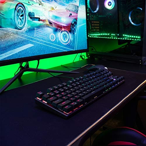 PICTEK TKL Mechanical Gaming Keyboard, Compact 87 Key Mechanical Computer Keyboard with Blue Equivalent Switches, 27 LED Lighting Modes, 100% Anti-Ghosting Wired USB Keyboard for Windows PC/MAC Games image