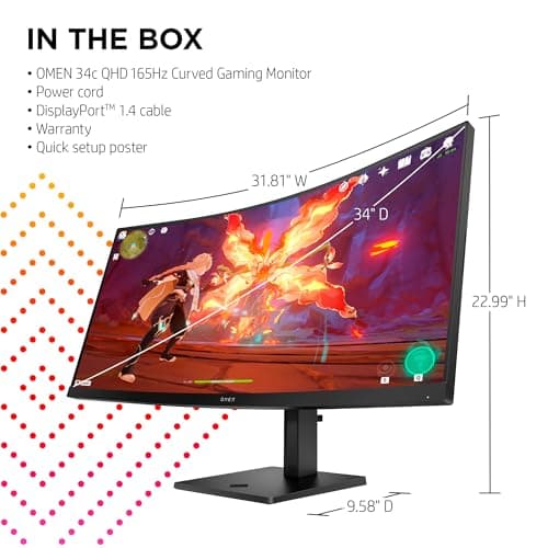 HP OMEN 34c 34" 3440x1440 165Hz VA Curved Monitor image