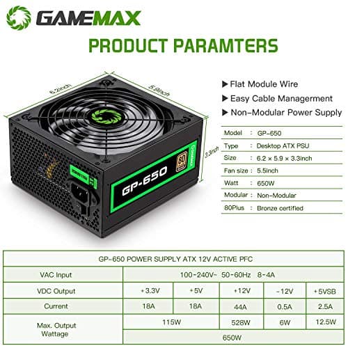 GameMax GP ATX 650W Non-Modular 80+ Bronze Certified image