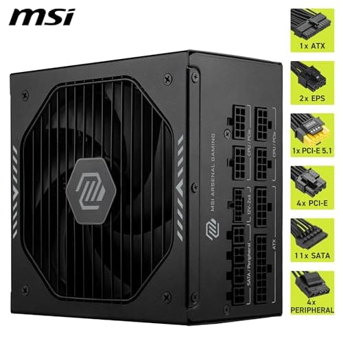 MSI MAG A1000GLS PCIE5 Black ATX 1000W Fully Modular 80+ Gold image