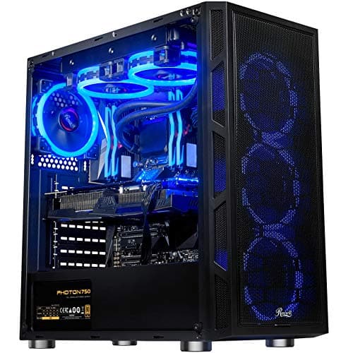 Rosewill ATX Mid Tower Gaming PC Computer Case with Dual Ring Blue LED Fans, 360mm Water Cooling Radiator Support, Tempered Glass and Steel, USB 3.0 - SPECTRA C100 image