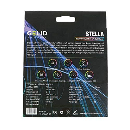 Gelid Solutions Stella 120mm Black 70 CFM PWM Addressable RGB 1-Pack image