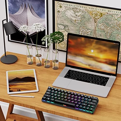 DIERYA Mechanical Gaming Keyboard 60% True RGB Backlit Bluetooth 4.0 Wired/Wireless LED Computer Keyboard for Multi-Device iPhone Android Mobile PC Laptop - Cherry MX Brown Equivalent Switch (DK-63) image