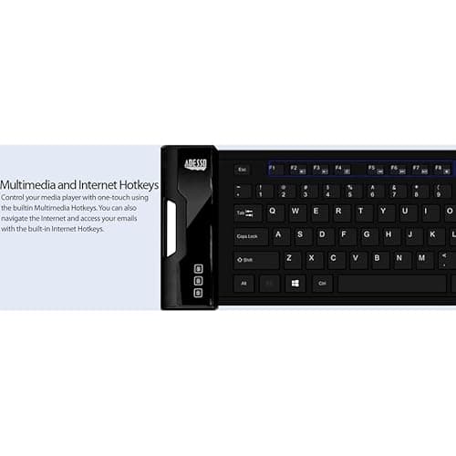 Adesso Antimicrobial Waterproof Wired Flex Mini Keyboard image