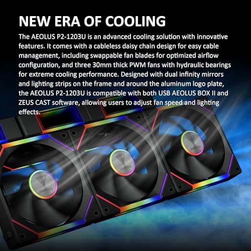 GAMDIAS AEOLUS P2 120mm Black Addressable RGB PWM 74.97 CFM 3-Pack image