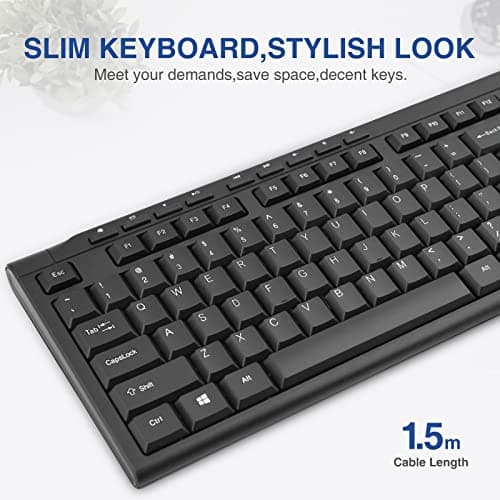 Rii RK907 Ultra-Slim Compact USB Wired Keyboard for Mac and PC,Windows 10/8 / 7 / Vista/XP (Black) image