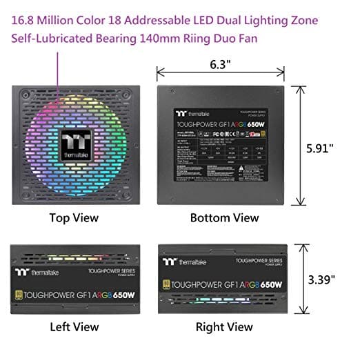 Thermaltake Toughpower GF1 ARGB 650W Fully Modular 80+ Gold Certified image