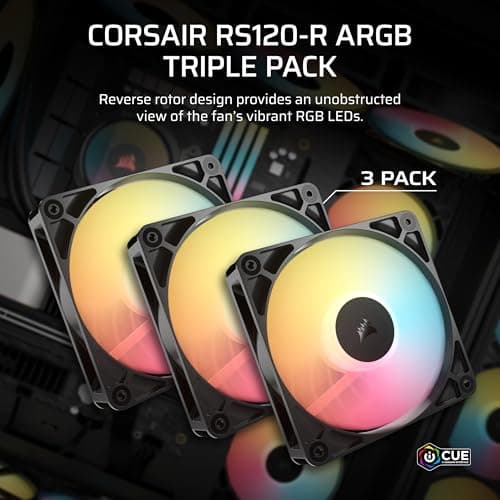 Corsair RS120-R 120mm Black Addressable RGB PWM 65.82 CFM 3-Pack image