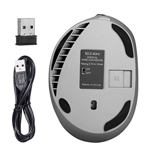 KINGTOP Vertical Mouse Ergonomic Optical Wireless Mouse Rechargeable for Notebook, PC, Laptop, Computer, Desktop, 6 Adjustable DPI Levels 6 Buttons Reduces Hand/Wrist Pain image