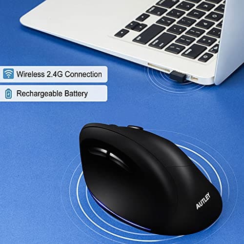 AUTLEY Wireless Ergonomic Mouse, 2.4G Optical Wireless Vertical Mouse with Adjustable DPI 800/1200/1600, Pinky Finger Rest for Large Hands image