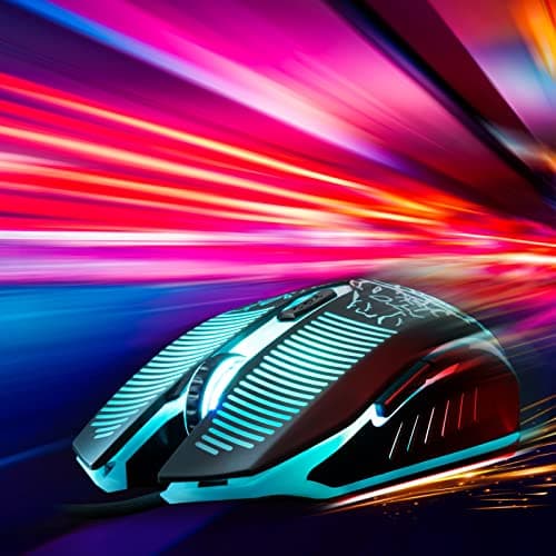 Gaming LED Wired Keyboard and Mouse Combo with Emitting Character 3200DPI USB Mouse Multimedia Keys Rainbow Backlight Mechanical Feeling for PC Resberry Pi Mac TOB Box with Mousepad,910b image