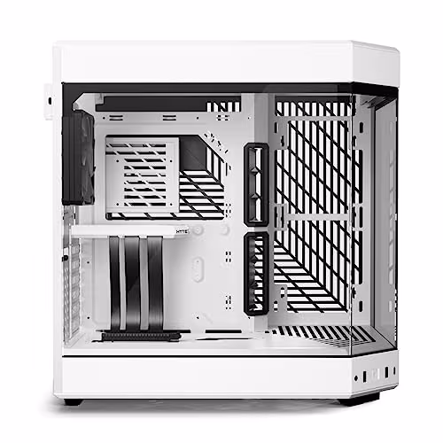 HYTE Y60 Modern Aesthetic Dual Chamber Panoramic Tempered Glass Mid-Tower ATX Computer Gaming Case with PCIe 4.0 Riser Cable Included, Snow White image