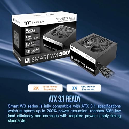 Thermaltake Smart W3 Black 500W Non-Modular 80+ Certified image