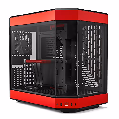 HYTE Y60 ATX Mid Tower Red / Black with Tempered Glass Side Panel and USB 3.2 Gen 2 Type-C, USB 3.2 Gen 1 Type-A image