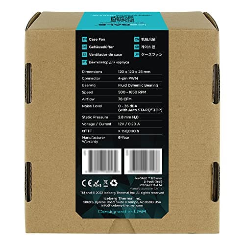 Iceberg Thermal IceGALE 120mm Teal PWM 76 CFM 3-Pack image
