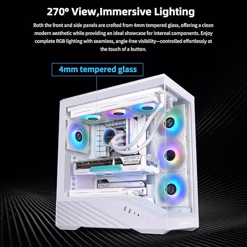 Lian Li Vector V100R ATX Mid Tower White with 4x ARGB Fans Tempered Glass Side Panel image