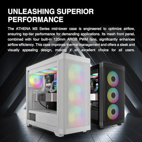 GAMDIAS ATHENA M3 ATX Mid Tower White Tempered Glass Side Panel image