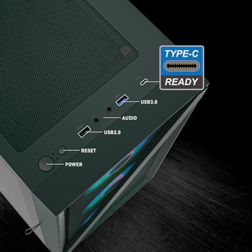 Vetroo M05 Micro ATX Mid Tower Green Tempered Glass image