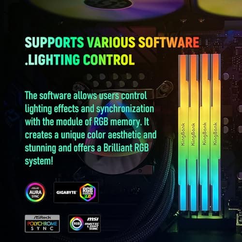 KingBank RGB Computer Desktop Memory Ram DDR5 32GB(2x16GB) 6000MT/s CL36 WHITE image