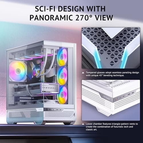 Antec C7 ATX Mid Tower White Tempered Glass Side Panel ARGB image