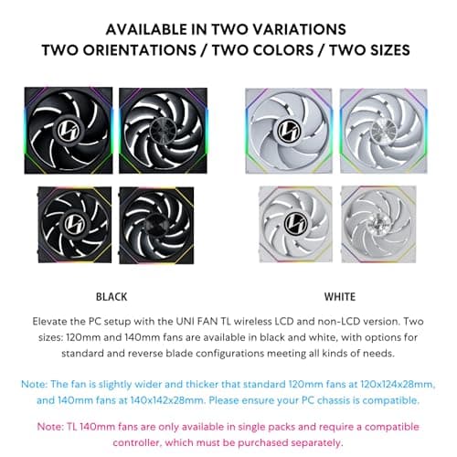Lian Li UNI FAN TL LCD 120mm White PWM Reverse ARGB Wireless 3-Pack image