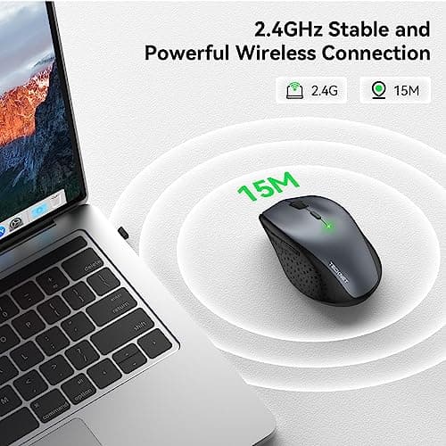 TeckNet Classic 2.4G Portable Optical Wireless Mouse with USB Nano Receiver for Notebook,PC,Laptop,Computer,6 Buttons,30 Months Battery Life,4800 DPI,6 Adjustment Levels image