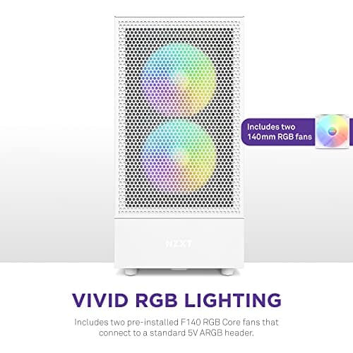 NZXT H5 Flow RGB (2023) ATX Mid Tower White Tempered Glass image