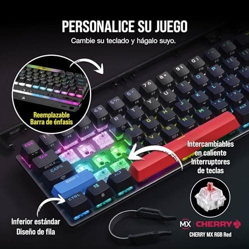 Corsair K70 PRO MINI RGB Wireless/Wired/Bluetooth Cherry MX Red Mechanical Gaming Keyboard image