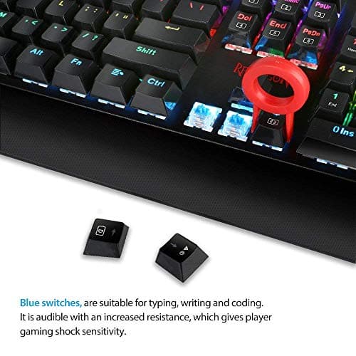 Redragon K557 RGB Backlit Waterproof Mechanical Gaming Keyboard with Blue Switches, Anti-ghosting 104 Keys image
