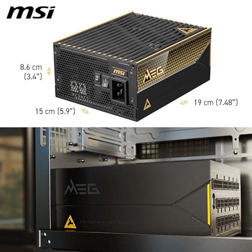 MSI MEG Ai-T PCIE5 Black / Gold 1600W Fully Modular 80+ Titanium Certified image