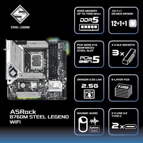 ASRock B760M Steel Legend WiFi LGA1700 DDR5 Micro ATX image