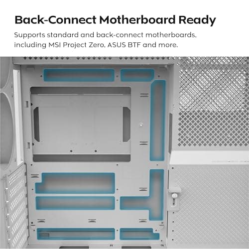 Montech HS01 ATX Mid Tower White with Tempered Glass Side Panel and USB 3.2 Gen 2 Type-C, USB 3.2 Gen 1 Type-A image