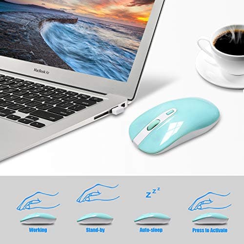 Wireless Keyboard Mouse Combo, Cimetech Compact Full Size Wireless Keyboard and Mouse Set 2.4G Ultra-Thin Sleek Design for Windows, Computer, Desktop, PC, Notebook, Laptop - (Turqouise) image