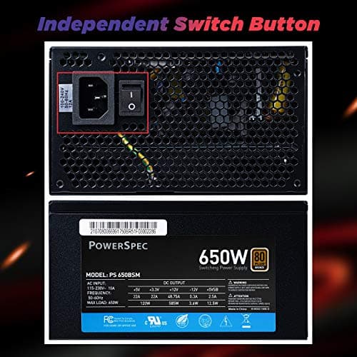 PowerSpec PS 650BSM Black 650W Semi-Modular 80+ Bronze Certified image