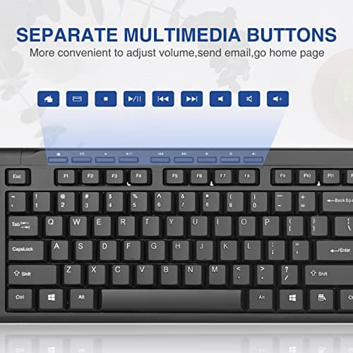 Rii RK907 Ultra-Slim Compact USB Wired Keyboard for Mac and PC,Windows 10/8 / 7 / Vista/XP (Black) image