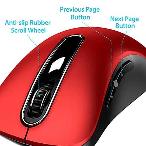 Memzuoix 2.4G Wireless Mouse, Portable Mobile Optical Mouse with USB Receiver, 1,000 DPI Ergonomic Cordless Mouse, 5 Buttons for Notebook, PC, Laptop, Computer and MacBook image