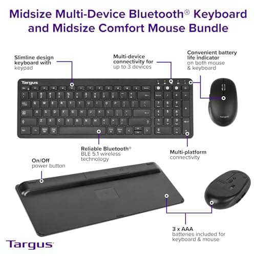 Targus AKM619AMUS Bluetooth Slim Keyboard With Optical Mouse image