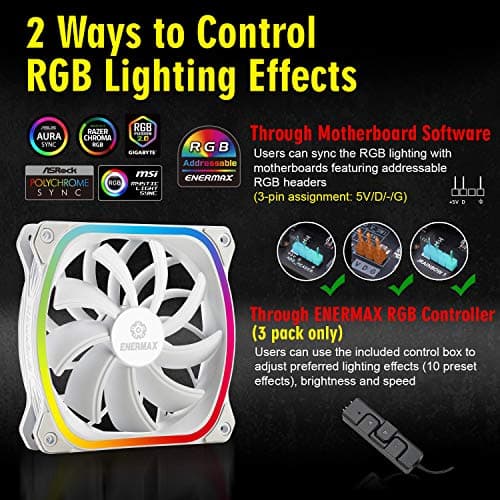 Enermax SquA 120mm RGB 68.27 CFM PWM White 3-Pack image
