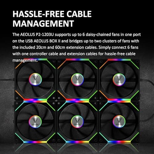 GAMDIAS AEOLUS P2 120mm Black Addressable RGB PWM 74.97 CFM 3-Pack image