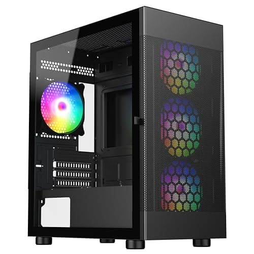 DIYPC ARGB-G5 ATX Mid Tower Black with Tempered Glass Side Panel and USB 3.2 Gen 1 Type-A, USB 2.0 Type-A image