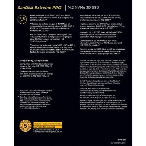 SanDisk EXTREME PRO 500GB M.2-2280 SSD PCIe 3.0 x4 NVMe image