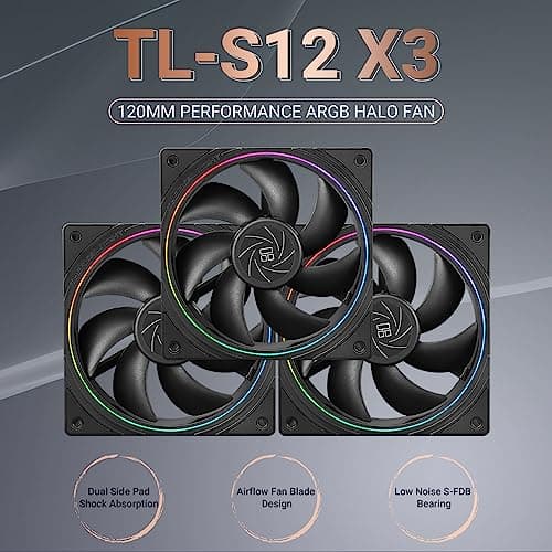 Thermalright TL-S12 X3 120mm Black 47.6 CFM Addressable RGB PWM 3-Pack image