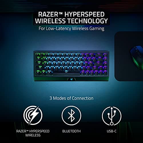 Razer BlackWidow V3 Mini HyperSpeed Phantom Edition RGB Bluetooth/Wireless/Wired Razer Green Mechanical Gaming Keyboard image