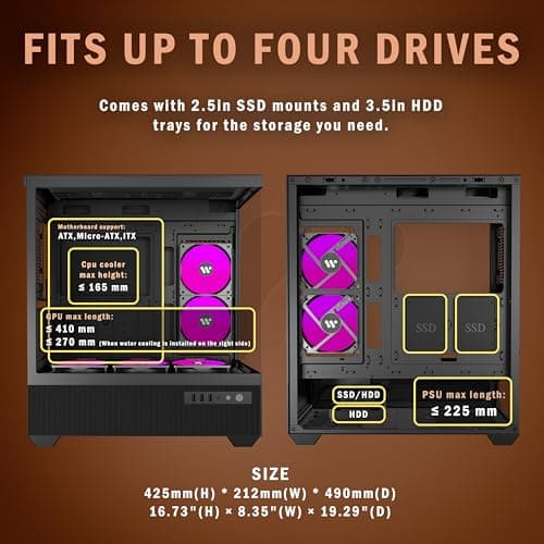 KEDIERS G7 Black 5 ARGB Fans image