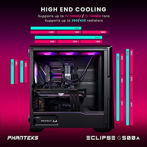 Phanteks ECLIPSE G500A ATX Mid Tower Black Tempered Glass Side Panel DRGB image