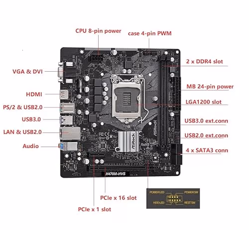 ASRock H470 M-HVS LGA1200 DDR4 Micro ATX image