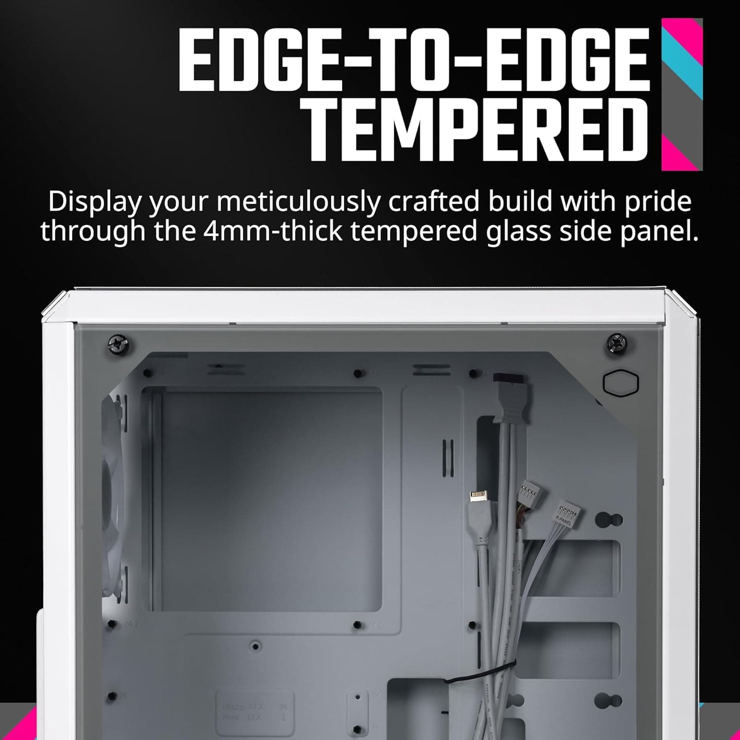 Cooler Master Q300L V2 MicroATX Mini Tower White Tempered Glass Side Panel image