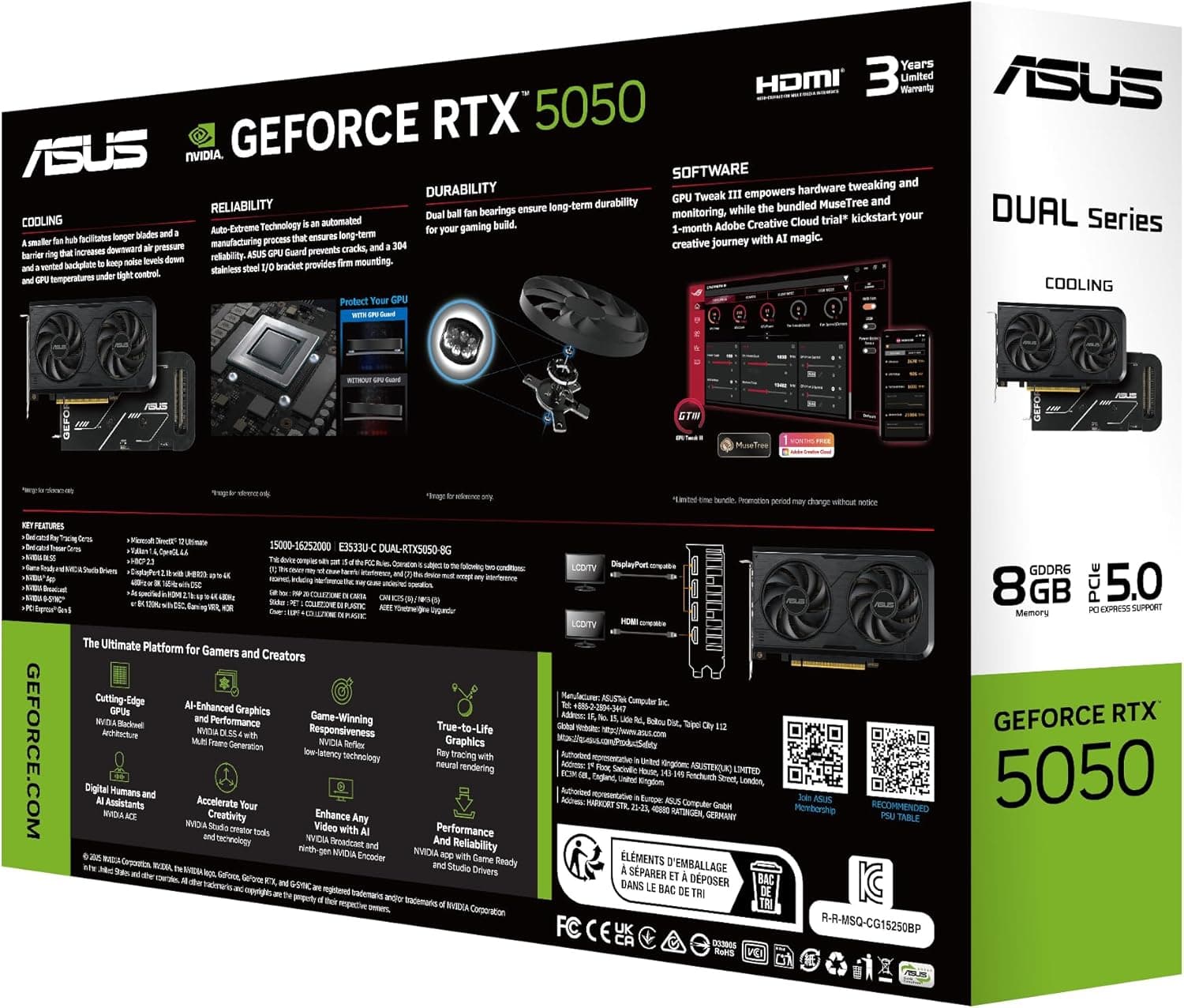 ASUS Dual GeForce RTX 5050 8GB GDDR6 OC Edition BLACK image