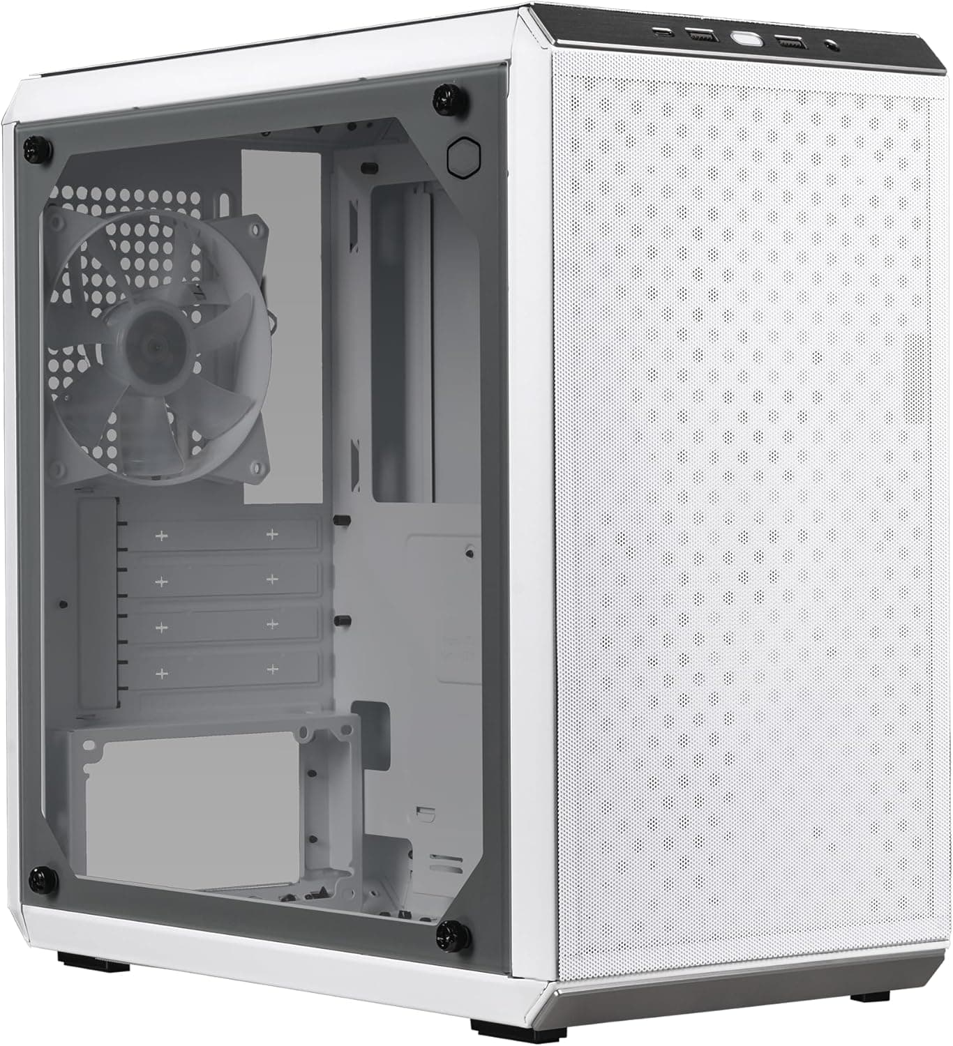 Cooler Master Q300L V2 MicroATX Mini Tower White Tempered Glass Side Panel image